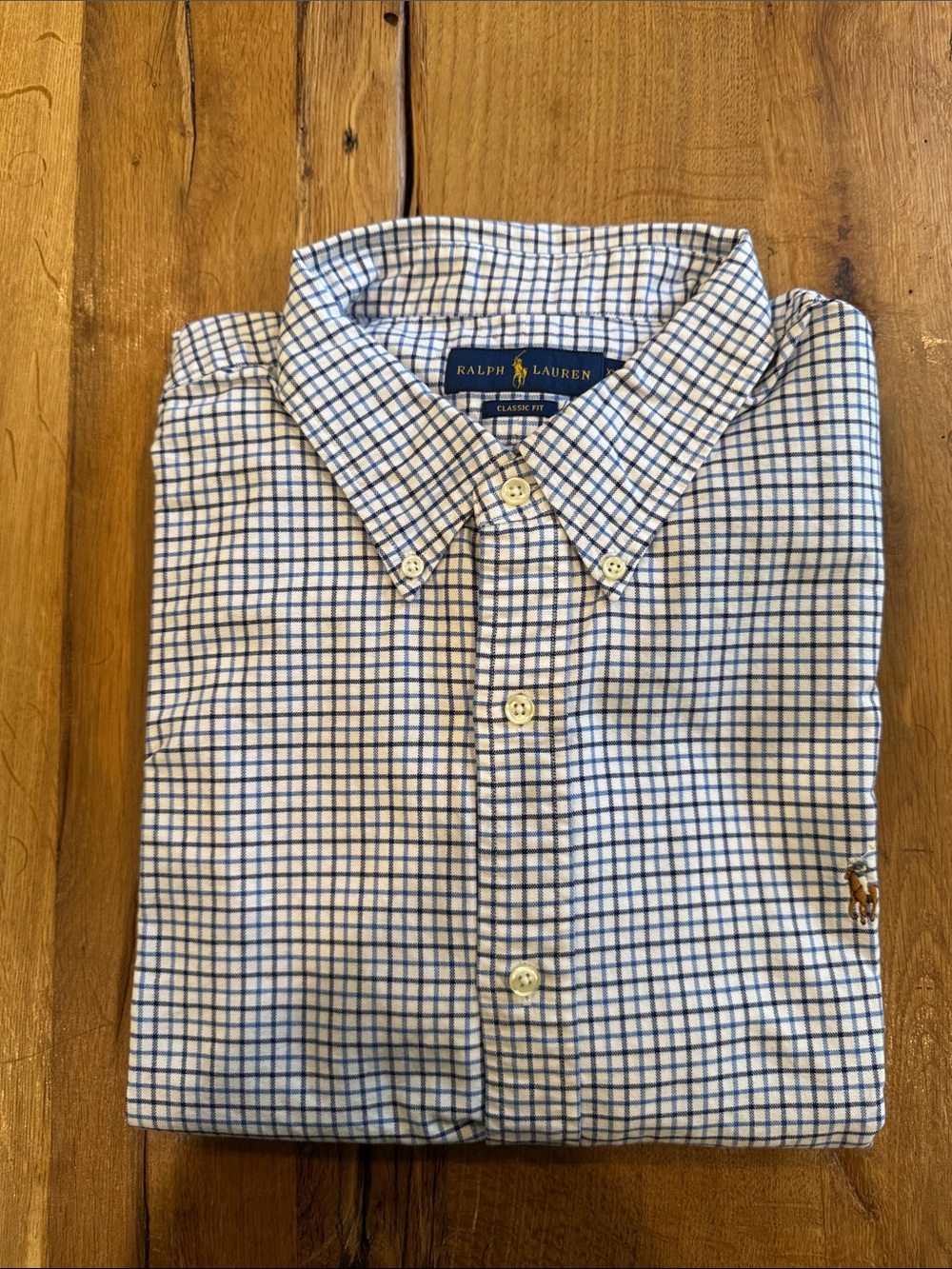 Ralph Lauren White Shirt with Blue Windowpane Check